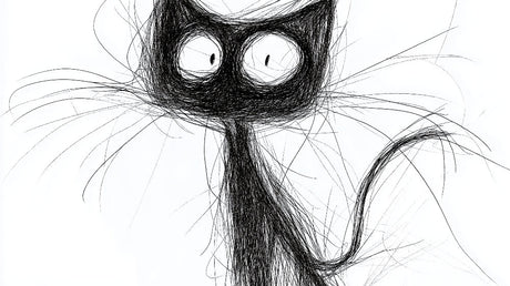 Cat sketch wallpaper design file showing detailed black and white artistic pattern