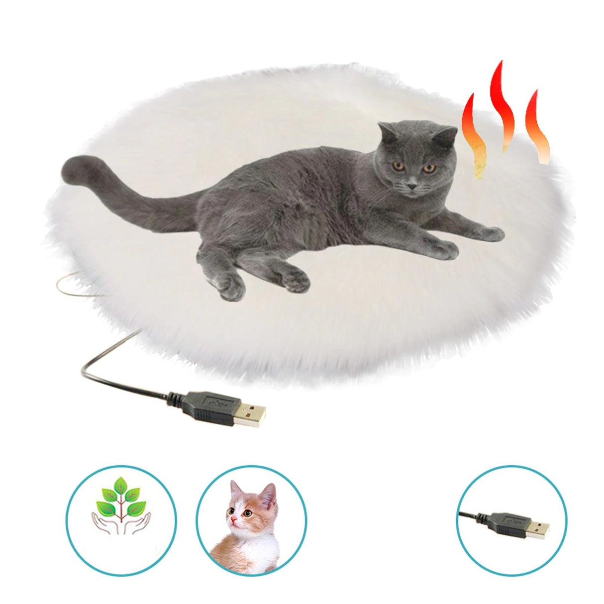 Heated Pet Cushion  Plush USB Warming Pad - Detailed view