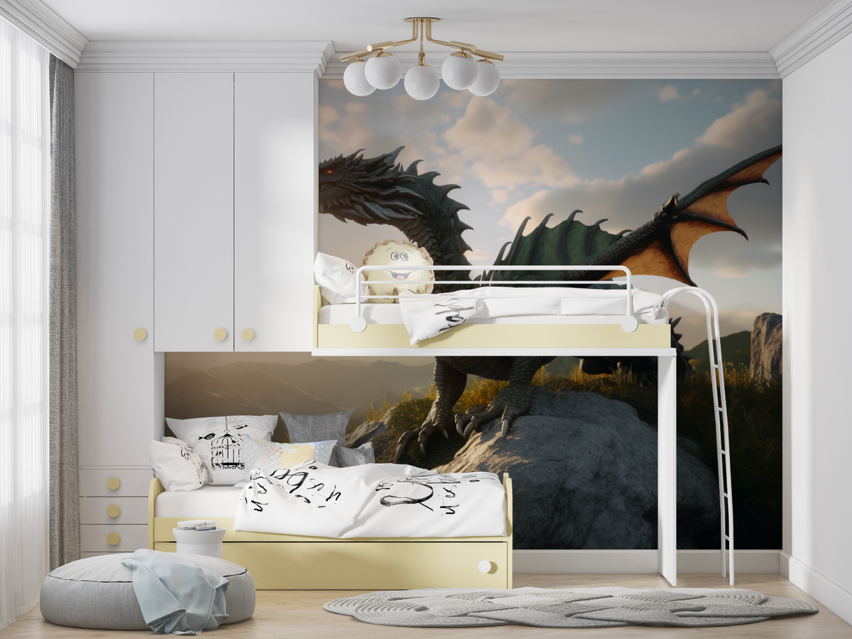 Papier Peint Mural Dragon | Paysage de Montagne Fantastique