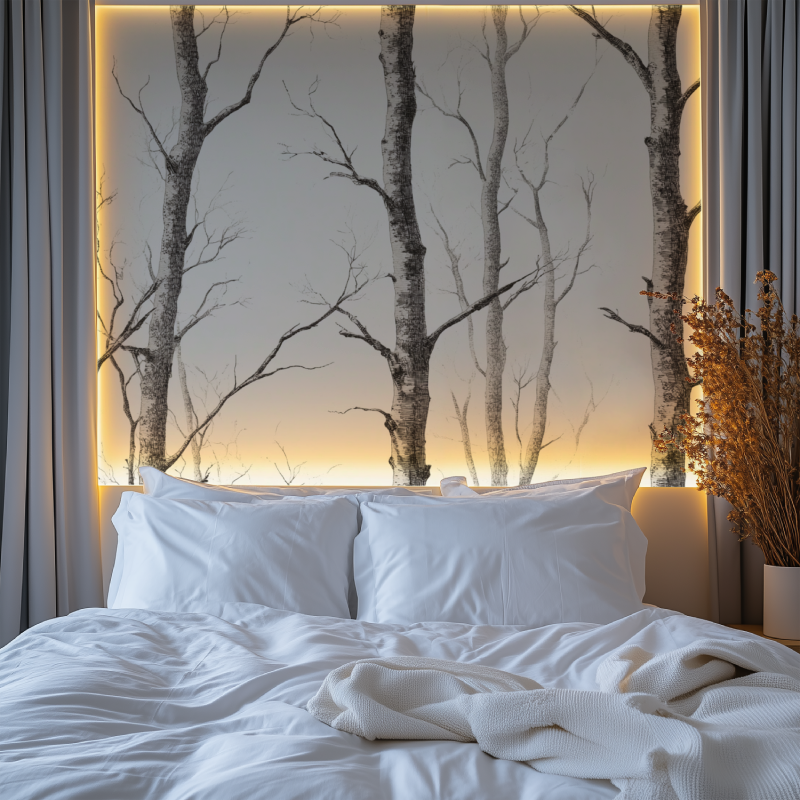 Forest Mural Wallpaper | Black and White Birch Trees