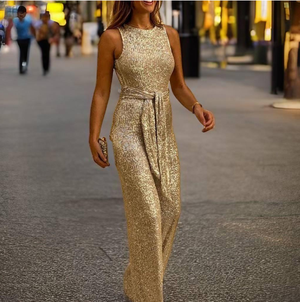Evening Sequin Jumpsuit  Halter Neck Design - Product detail 4