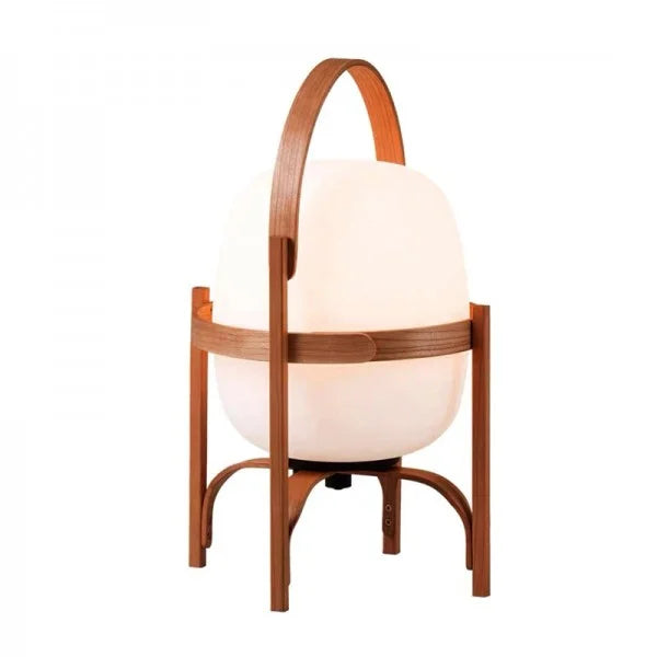 Vintage Table Lamp Wooden Basket Frame With Opal Glass - Product detail 19