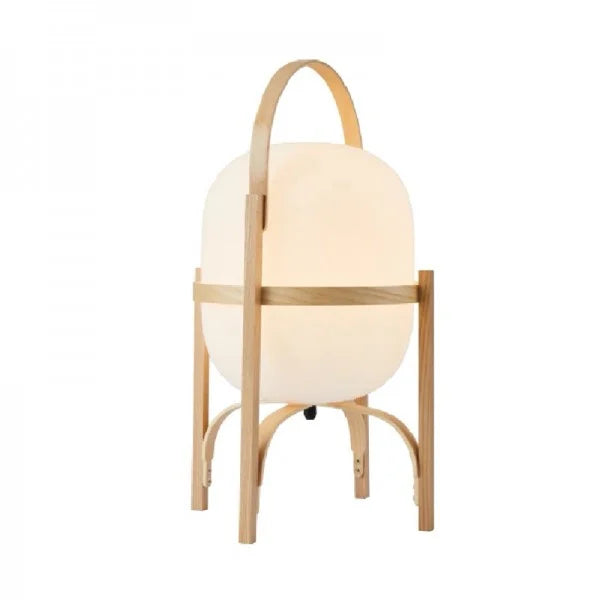 Vintage Table Lamp Wooden Basket Frame With Opal Glass - Product detail 18