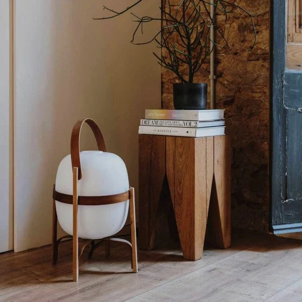 Vintage Table Lamp Wooden Basket Frame With Opal Glass - Product detail 15