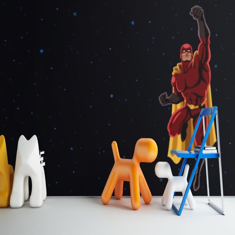 Superhero Mural Wallpaper | Night Sky Comic Design