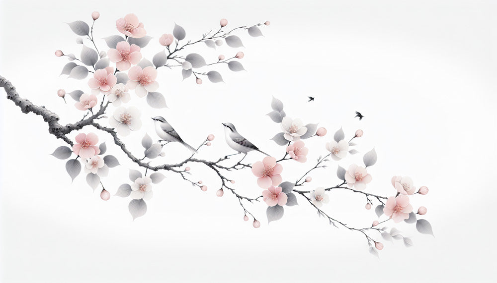 Cherry blossom and birds design file showing delicate pink petals and graceful branches pattern