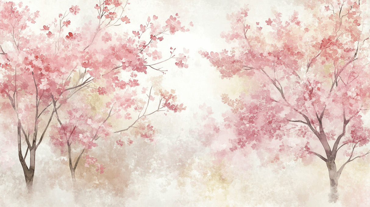 Cherry blossom wallpaper design file showing detailed pink petals and gray branches pattern