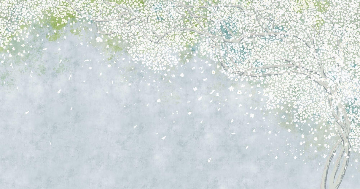 Cherry blossom wallpaper design file showing delicate grey and white pattern