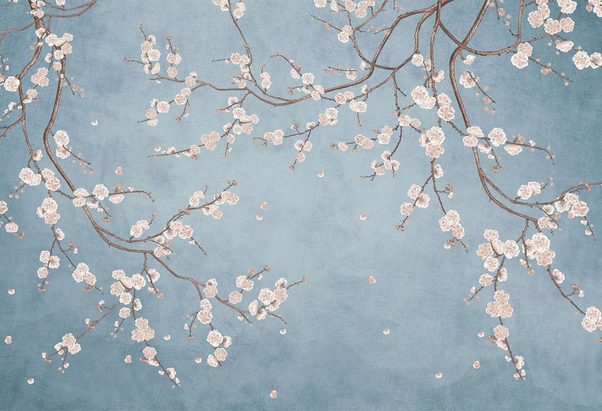 Cherry blossom design file showing delicate pink blooms on serene blue background