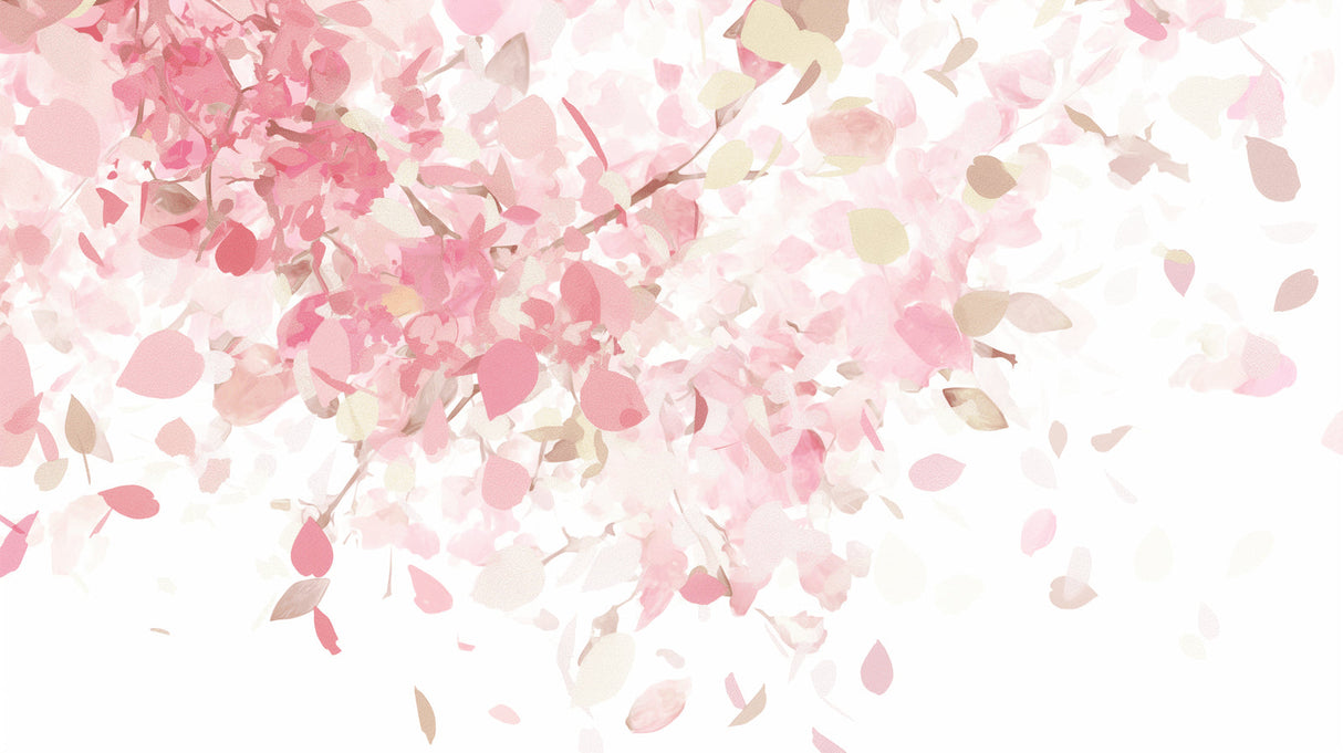 Cherry blossom wallpaper design file showing detailed pink and beige petals on white background