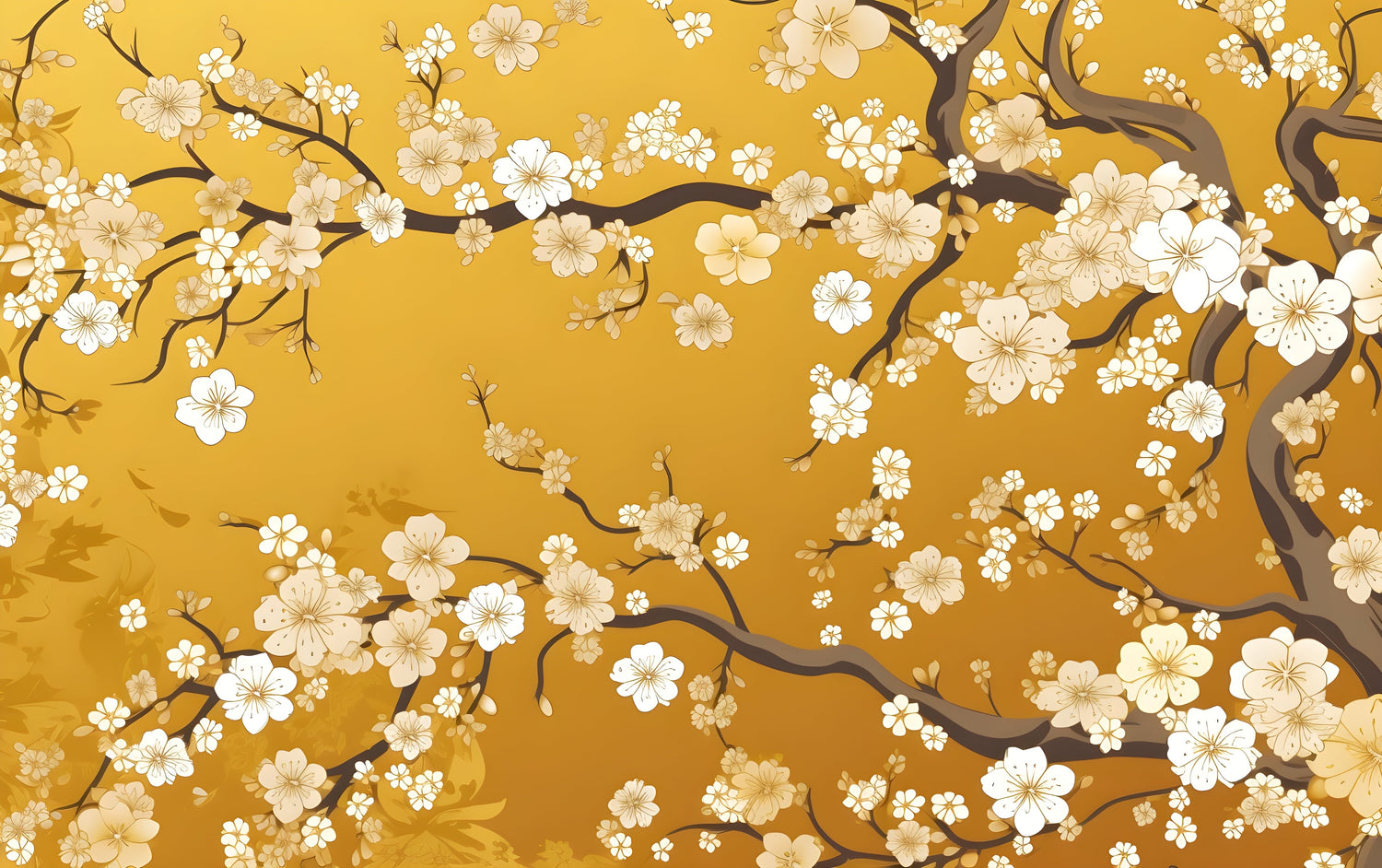Cherry blossom wallpaper design file showing detailed gold and white pattern