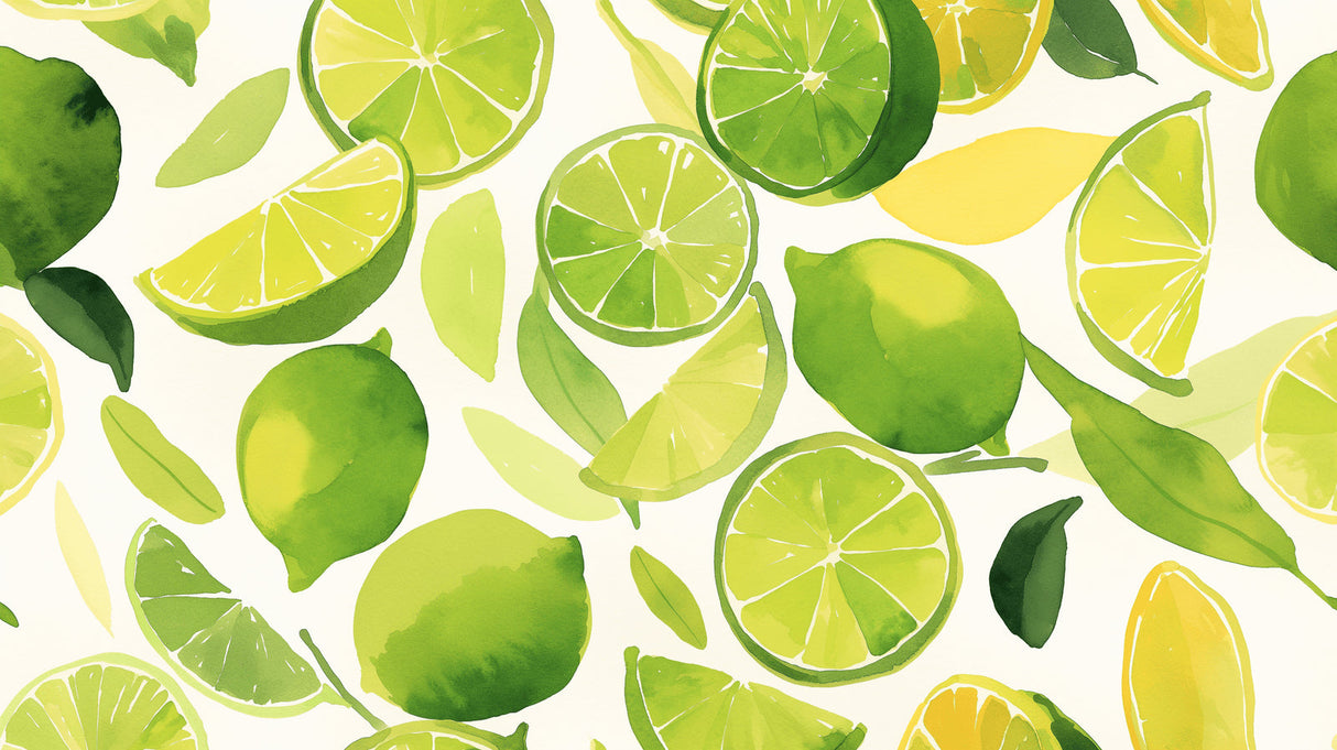 Lime Watercolor Wallpaper design file showing fresh citrus pattern on white background