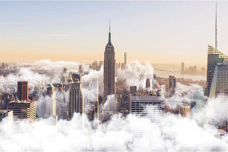 New York City skyline design file showing detailed morning mist effect and iconic architecture