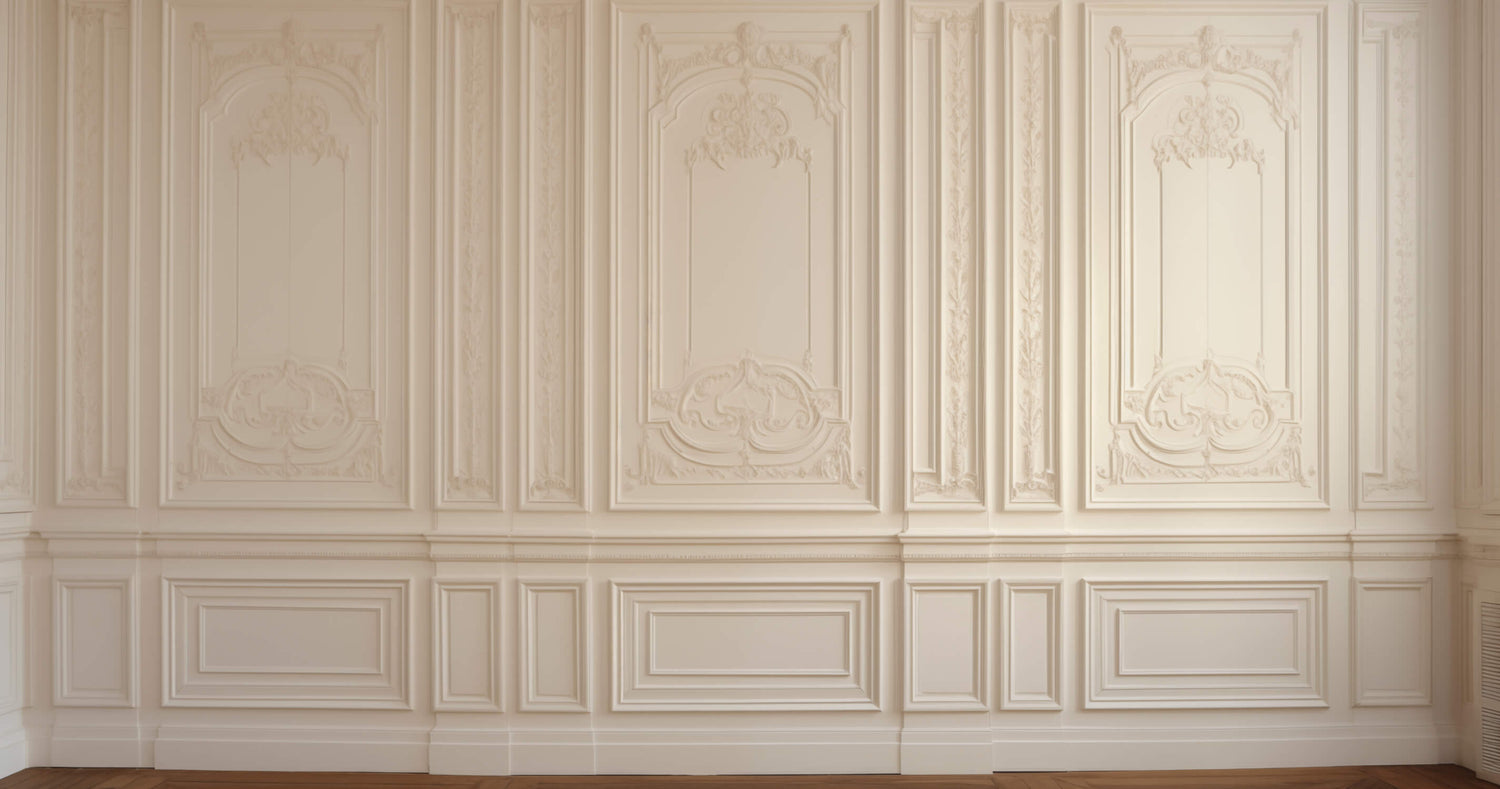 Beige Haussmann panel wallpaper design file showing intricate molding details and pattern repeat