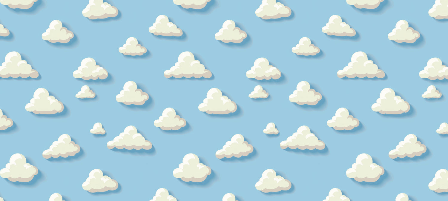 Cloud wallpaper design file showing detailed floating clouds pattern on blue sky background