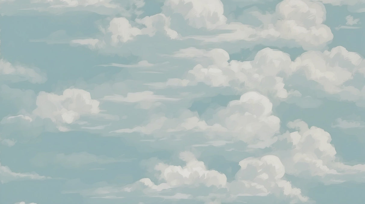 Watercolor cloud wallpaper design file showing soft blue sky pattern with white clouds