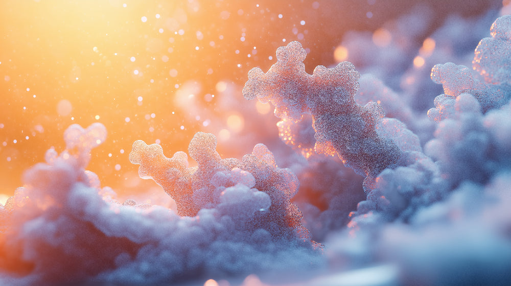 Abstract cloud wallpaper design file showing dreamy sunset pattern with golden and blue tones