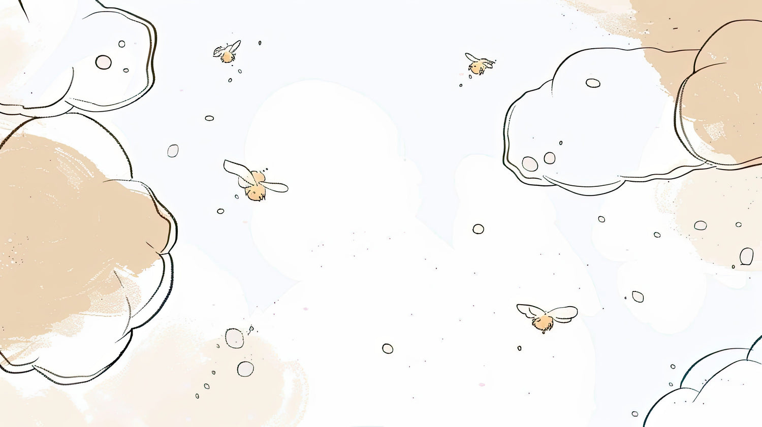 Cloud and bee pattern design file showing delicate line work and soft color palette