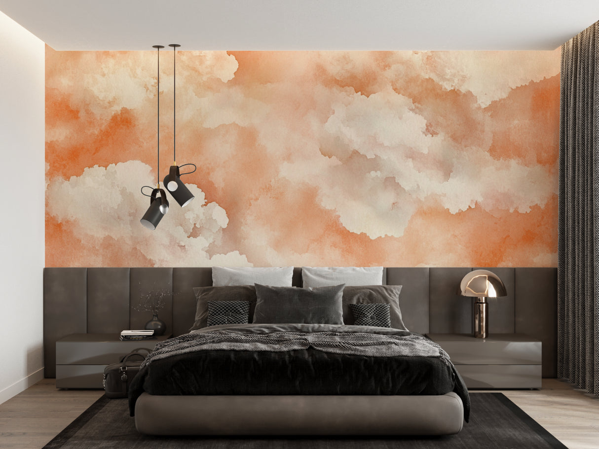 Abstract cloud design transforming a dining room with gentle sunset colors