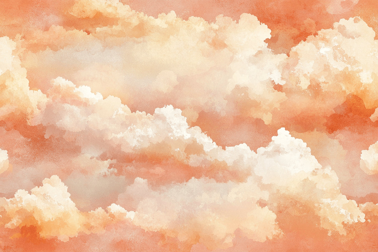 Terracotta watercolor cloud wallpaper design file showing intricate pattern details