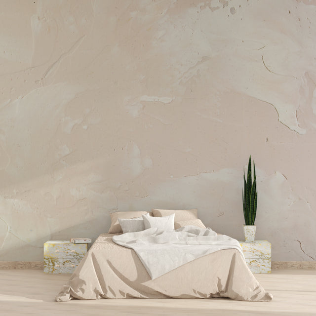 Modern Concrete Effect Wallpaper in bright minimalist living room with natural light
