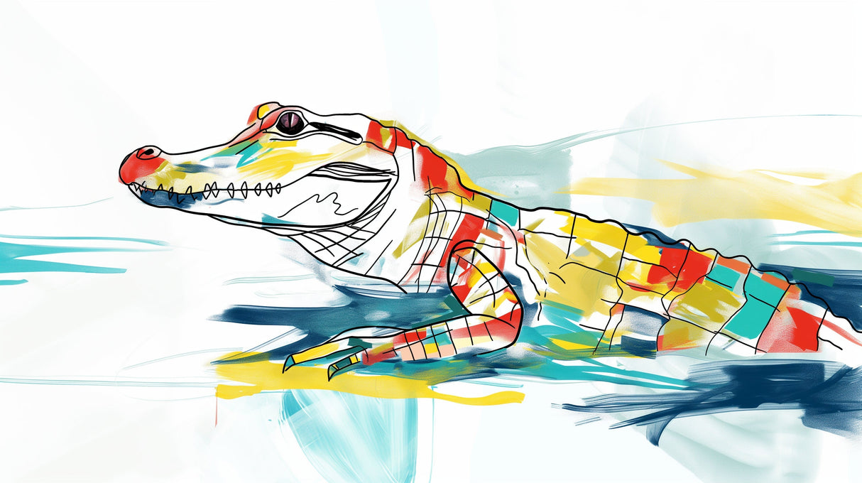 Watercolor Crocodile Wallpaper design file showing vibrant turquoise and coral pattern