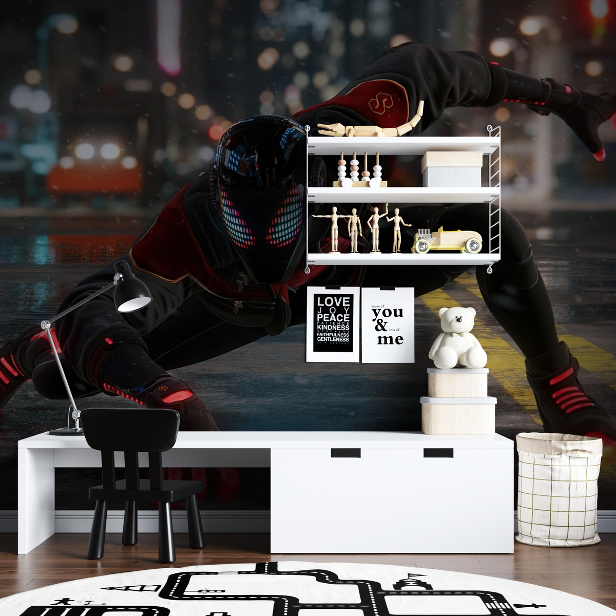 Superhero Mural Wallpaper | Spider-Man Night City Action