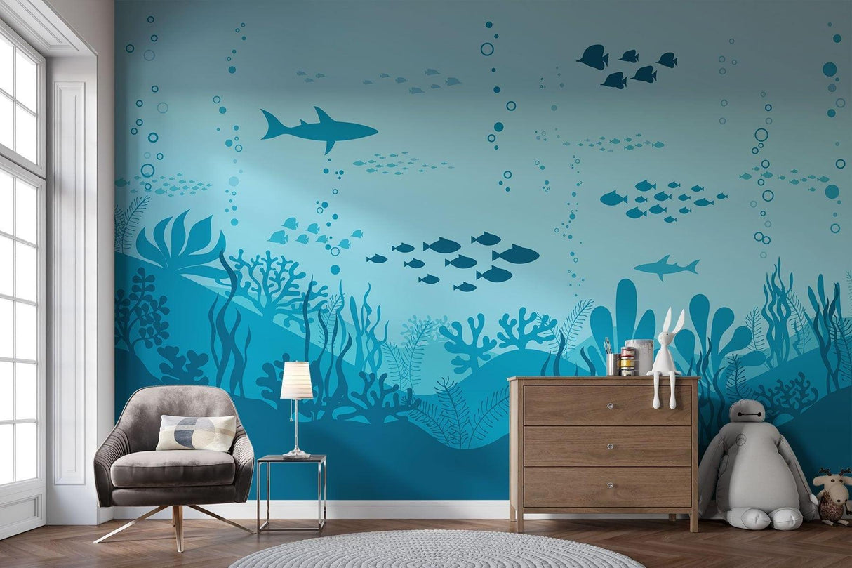 Papier Peint Mural Océan | Scène de Vie Marine Sous-Marine