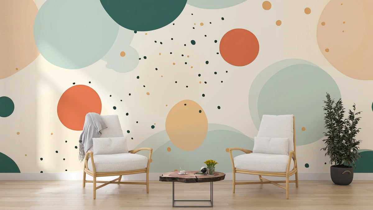 Abstract Mural Wallpaper | Modern Pastel Circles and Dots