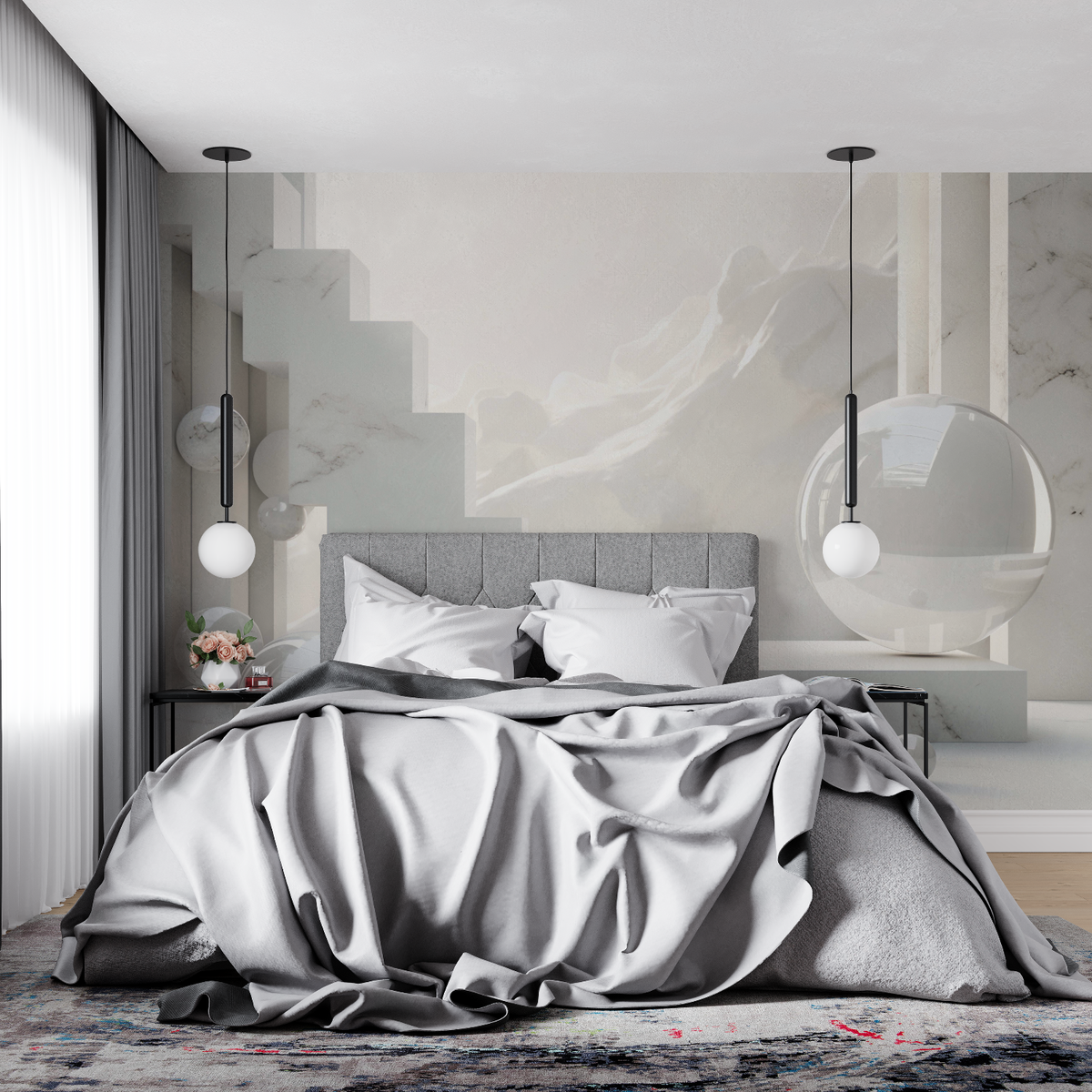 Marble Mural Wallpaper | Modern 3D Geometric Design