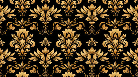 Black and gold damask wallpaper design file showing intricate baroque pattern detail