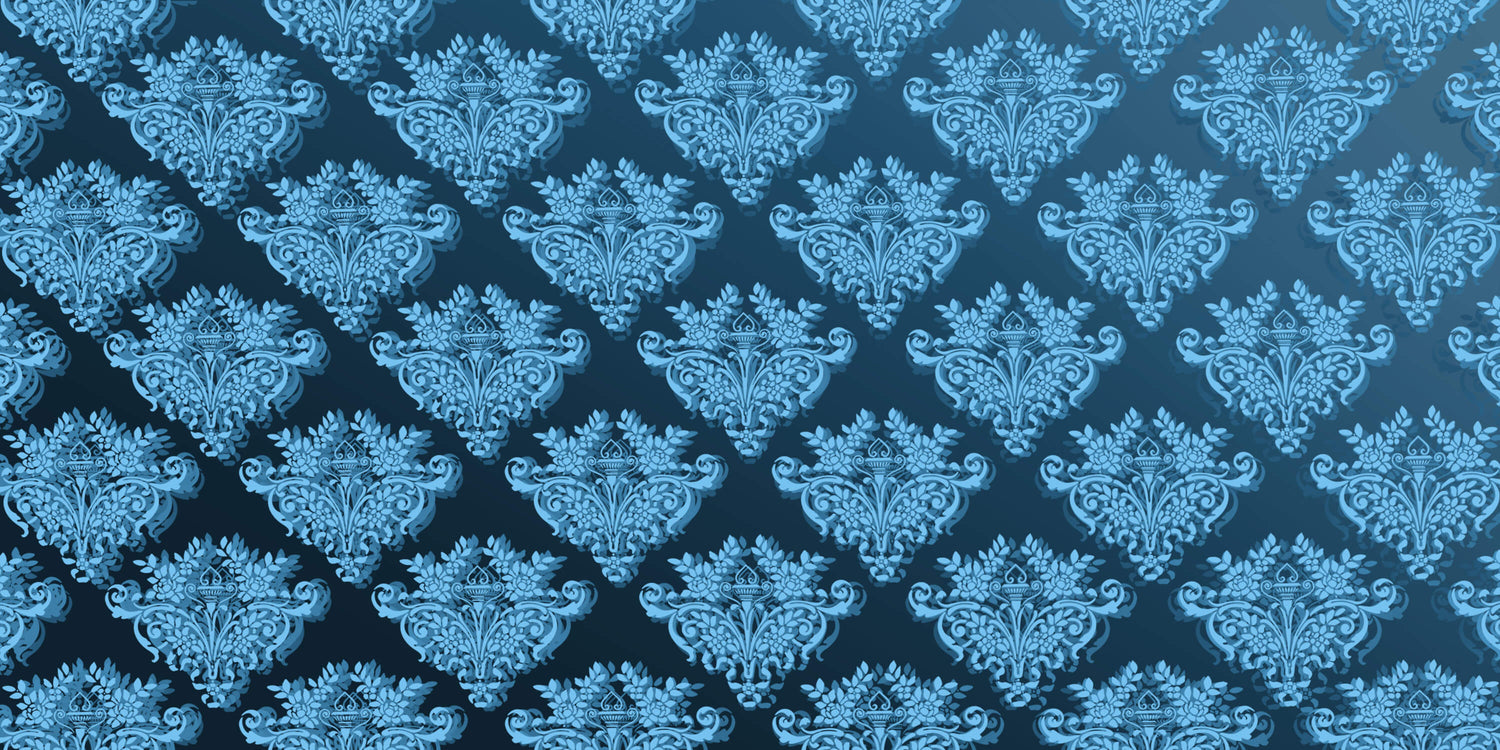 Blue damask pattern design file showing intricate details and true color representation