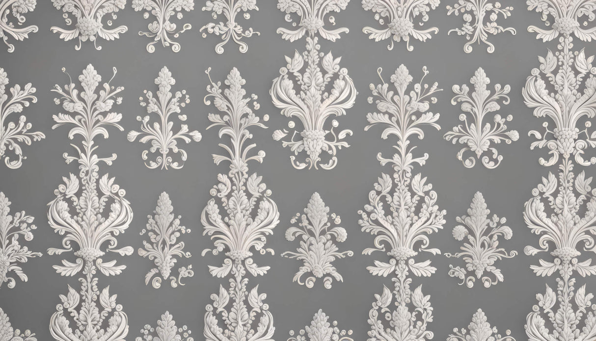 Design file showing intricate details of grey and white Damask pattern