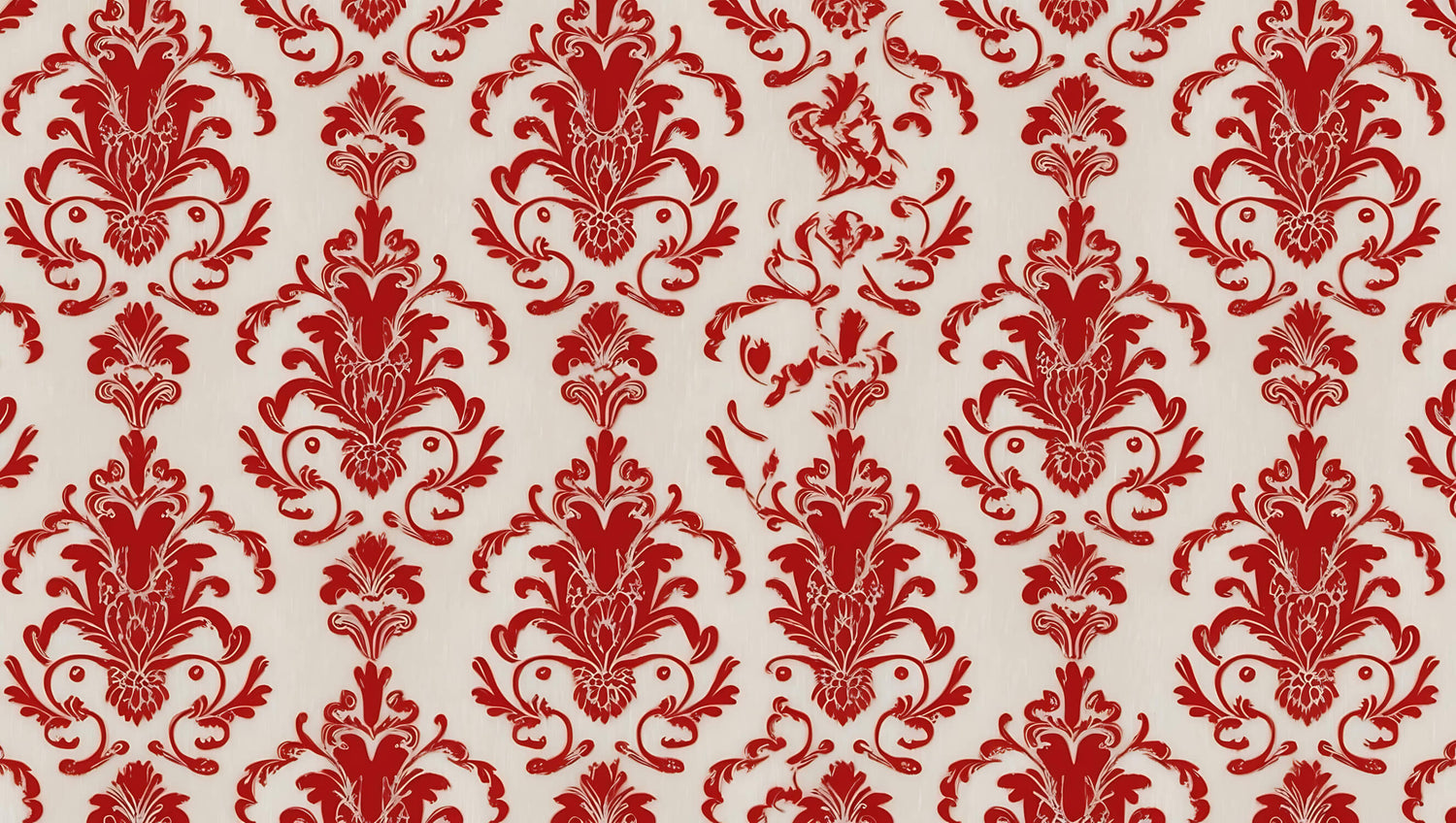 Red and white damask wallpaper design file showing intricate pattern detail