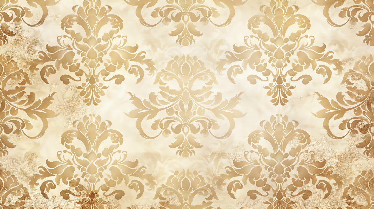 Gold damask wallpaper design file showing intricate baroque pattern details and metallic finish