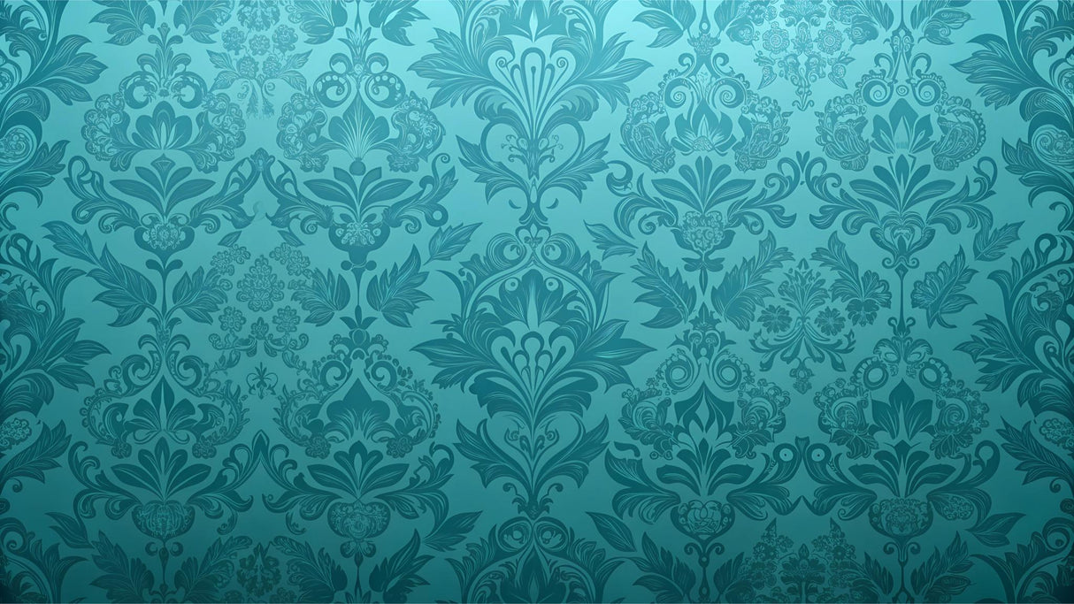 Teal damask wallpaper design file showing intricate baroque pattern details