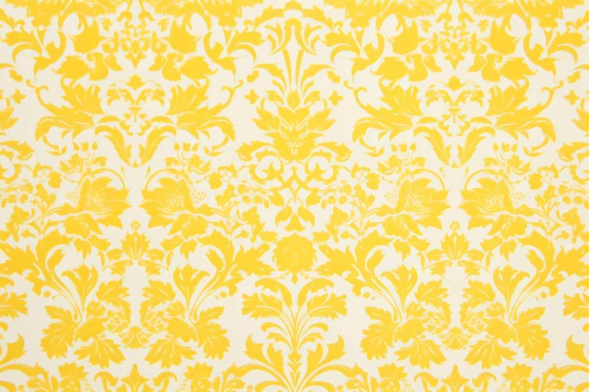 Design file showing detailed yellow and white damask pattern with intricate floral motifs