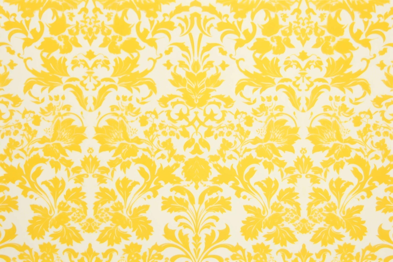 Design file showing detailed yellow and white damask pattern with intricate floral motifs