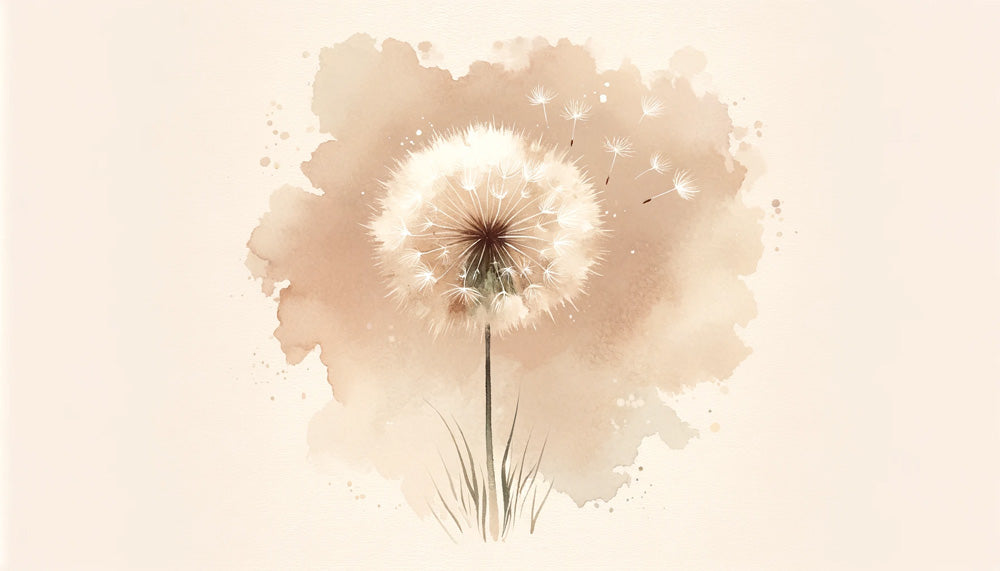 Beige Dandelion Wallpaper design file showing delicate watercolor botanical pattern