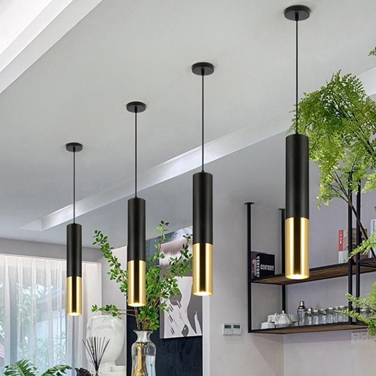 Modern Pendant Light Black Gold Cylinder Design - Product detail 4