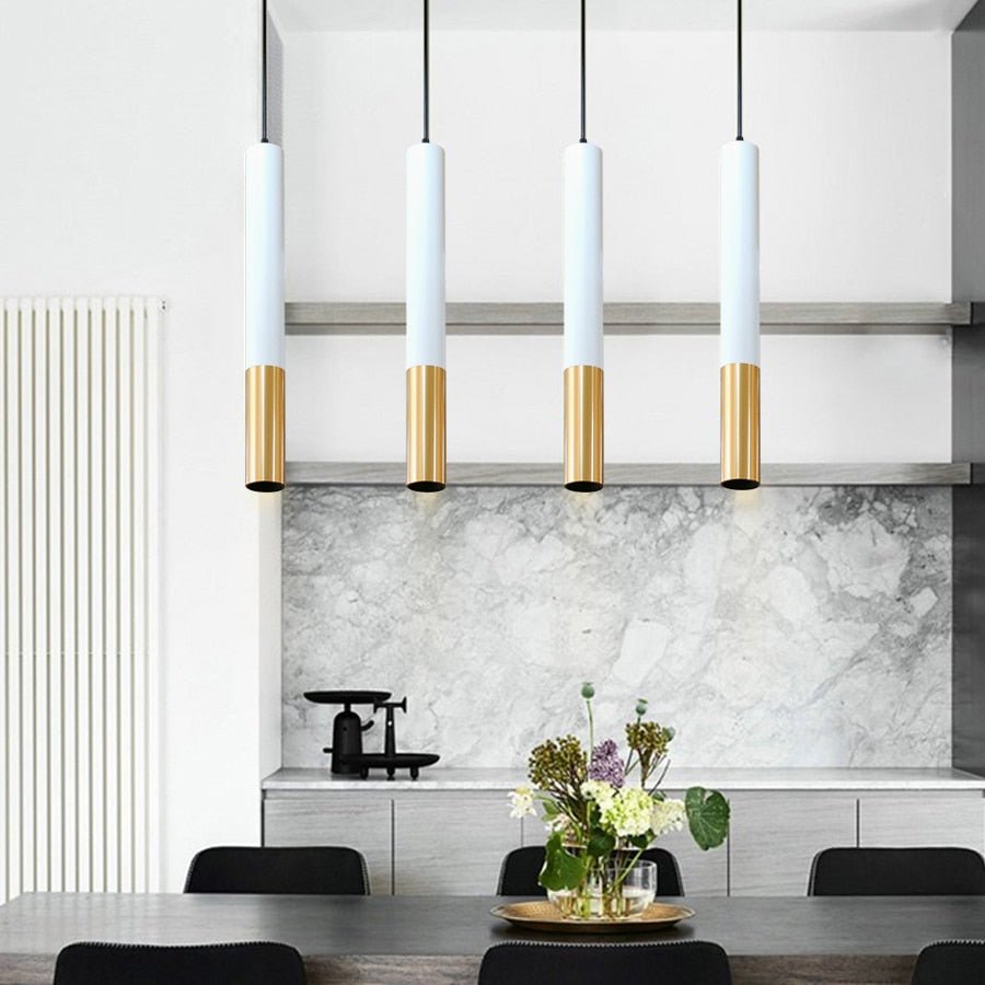Modern Pendant Light Black Gold Cylinder Design - Product example