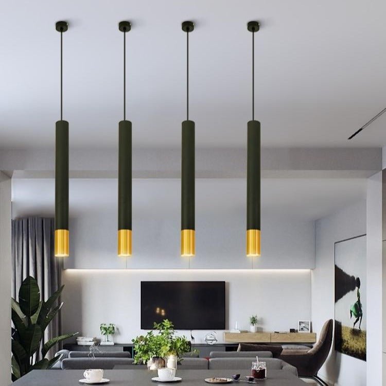 Modern Pendant Light Black Gold Cylinder Design - Product detail 7