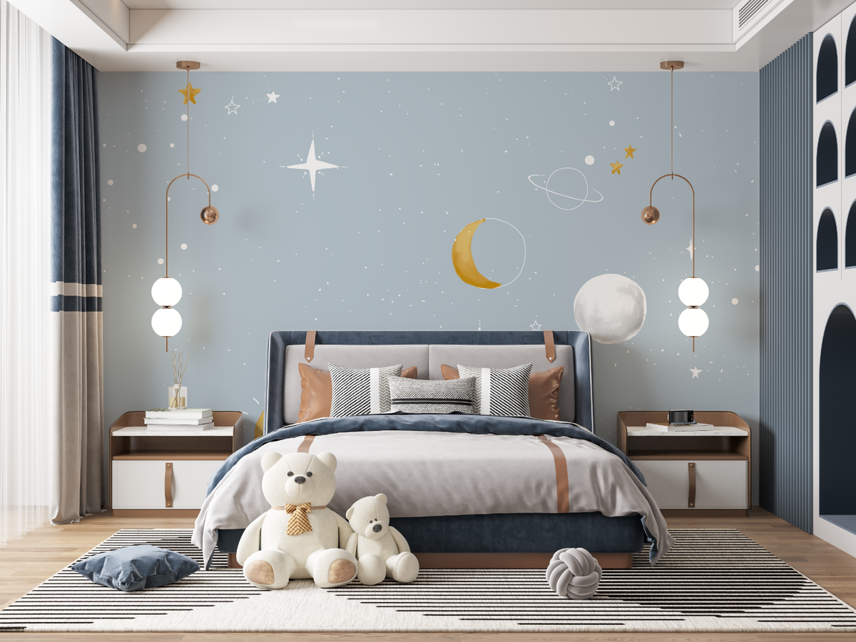 Space Mural Wallpaper | Dreamy Moon and Stars Design