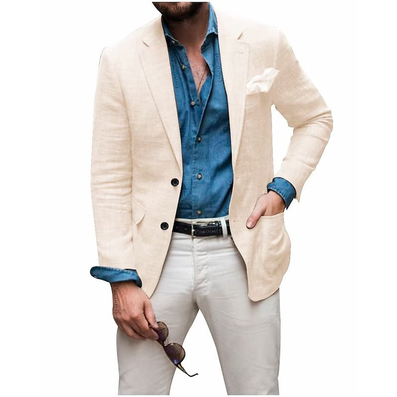 Linen Summer Blazer Classic Ivory Two-Button Design - Product detail 8