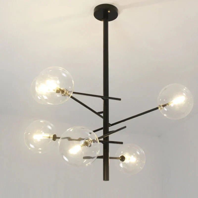 Modern Glass Chandelier Brass Frame With Globe Shades - Product detail 15