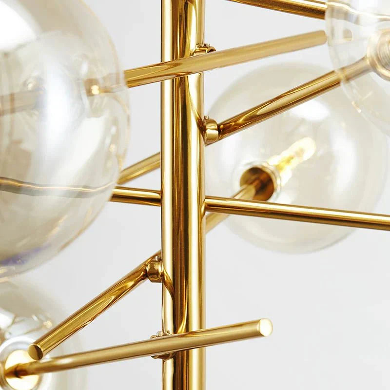 Modern Glass Chandelier Brass Frame With Globe Shades - Product detail 11