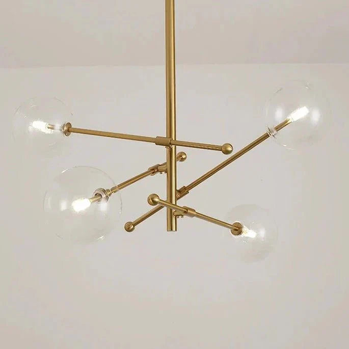 Modern Glass Chandelier Brass Frame With Globe Shades - Product detail 12