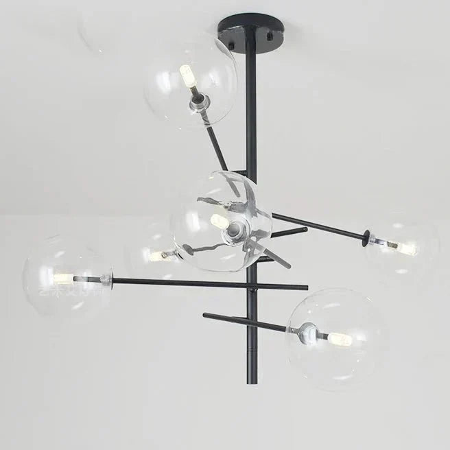 Modern Glass Chandelier Brass Frame With Globe Shades - Product detail 13