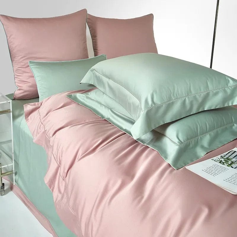 Egyptian Cotton Duvet Cover  Sage Green and Blush Pink - Product detail 5