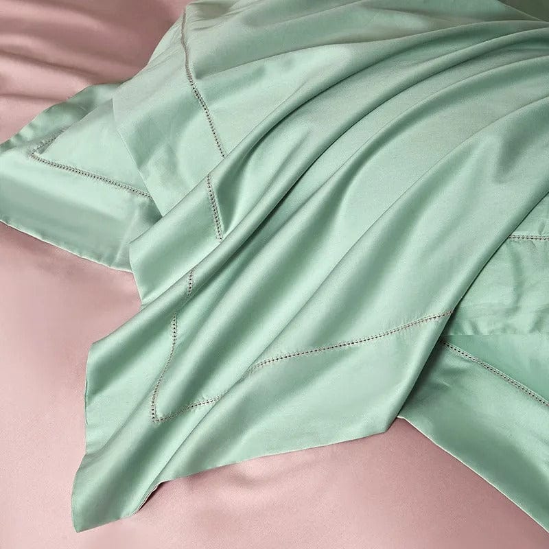 Egyptian Cotton Duvet Cover  Sage Green and Blush Pink - Product detail 6